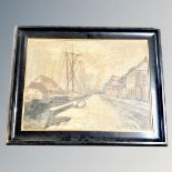 Danish School : Boats in dock, oil on ca