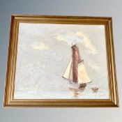 Danish School : Sailing boat, oil on boa