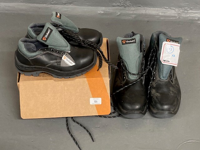 Three pairs of Goliath safety shoes (one