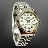 Rolex Lady's Datejust stainless steel automatic calendar wristwatch, white dial diamond numerals,