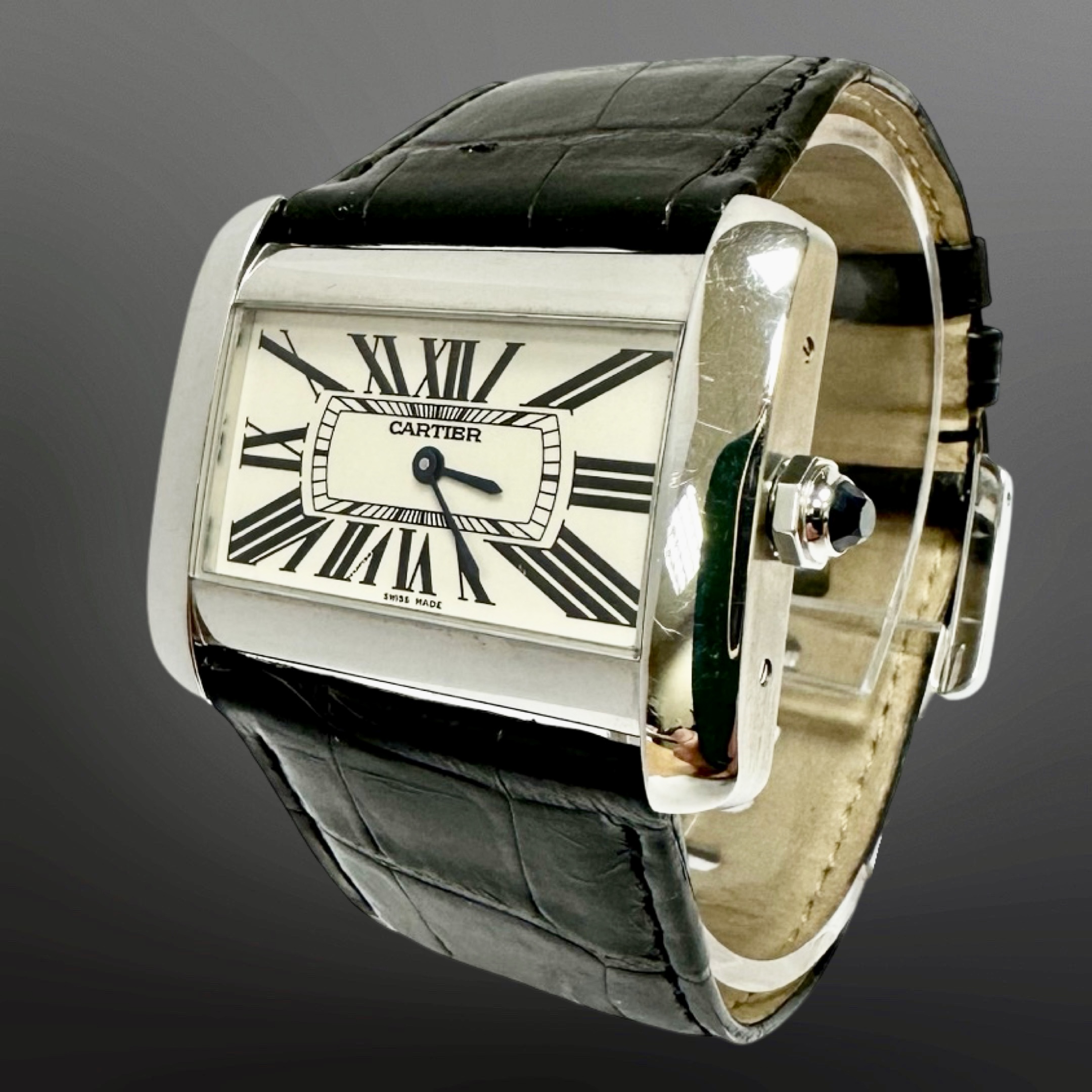 Cartier Divan stainless steel quartz wristwatch, rectangular case, - Image 2 of 6