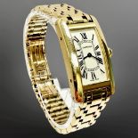 Cartier Lady's Tank Americaine 18ct gold quartz wristwatch, white dial with Roman numerals,
