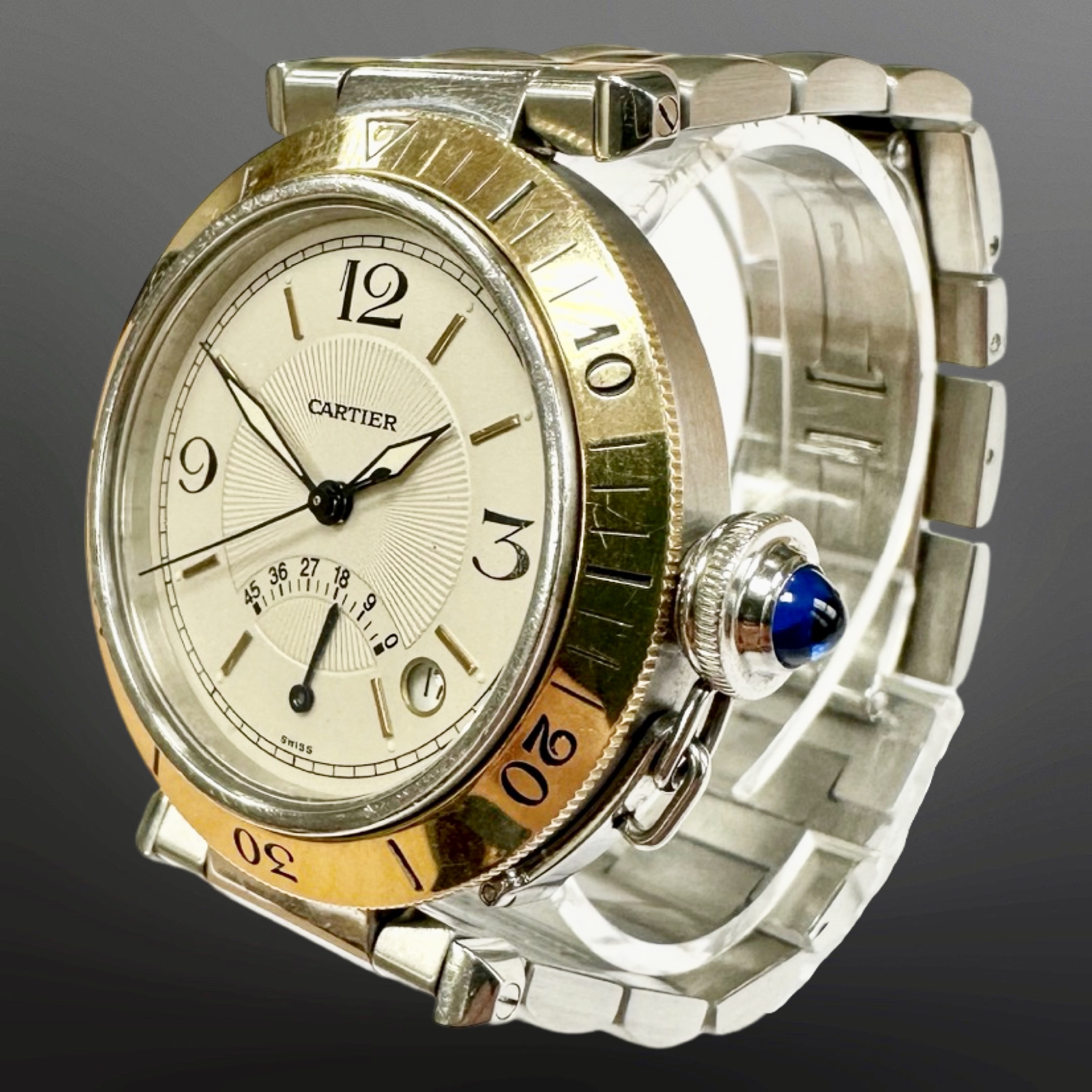 Cartier Pasha 18ct gold and stainless steel automatic wristwatch with power reserve indication, - Image 2 of 5