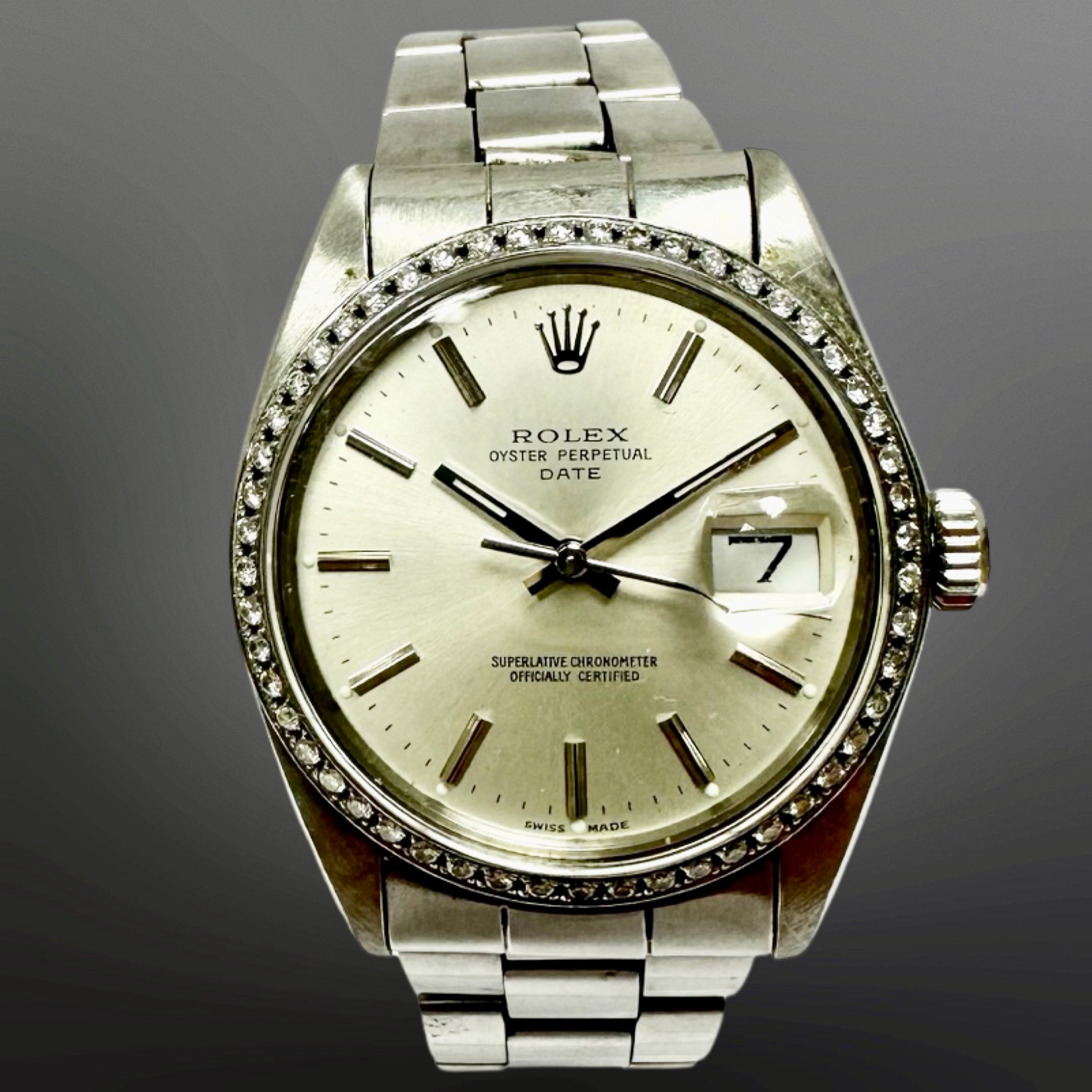 Rolex Gent's Date stainless steel diamond-set automatic calendar wristwatch, ref. - Image 3 of 6