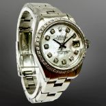Rolex Lady's Datejust stainless steel diamond-set automatic calendar wristwatch,