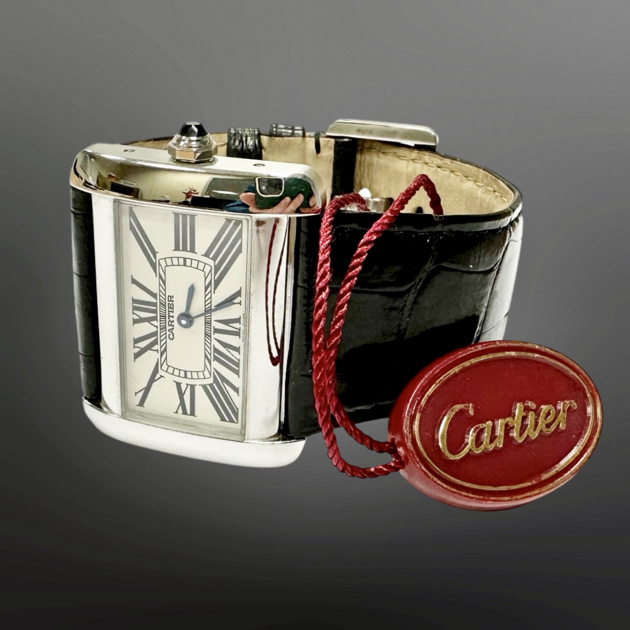 Cartier Divan stainless steel quartz wristwatch, rectangular case, - Image 6 of 6