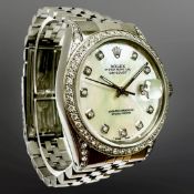 Rolex Gent's Datejust stainless steel diamond-set automatic calendar wristwatch, ref.