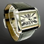 Cartier Divan stainless steel quartz wristwatch, rectangular case,