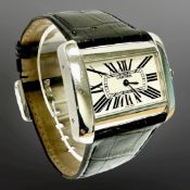 Cartier Divan stainless steel quartz wristwatch, rectangular case,