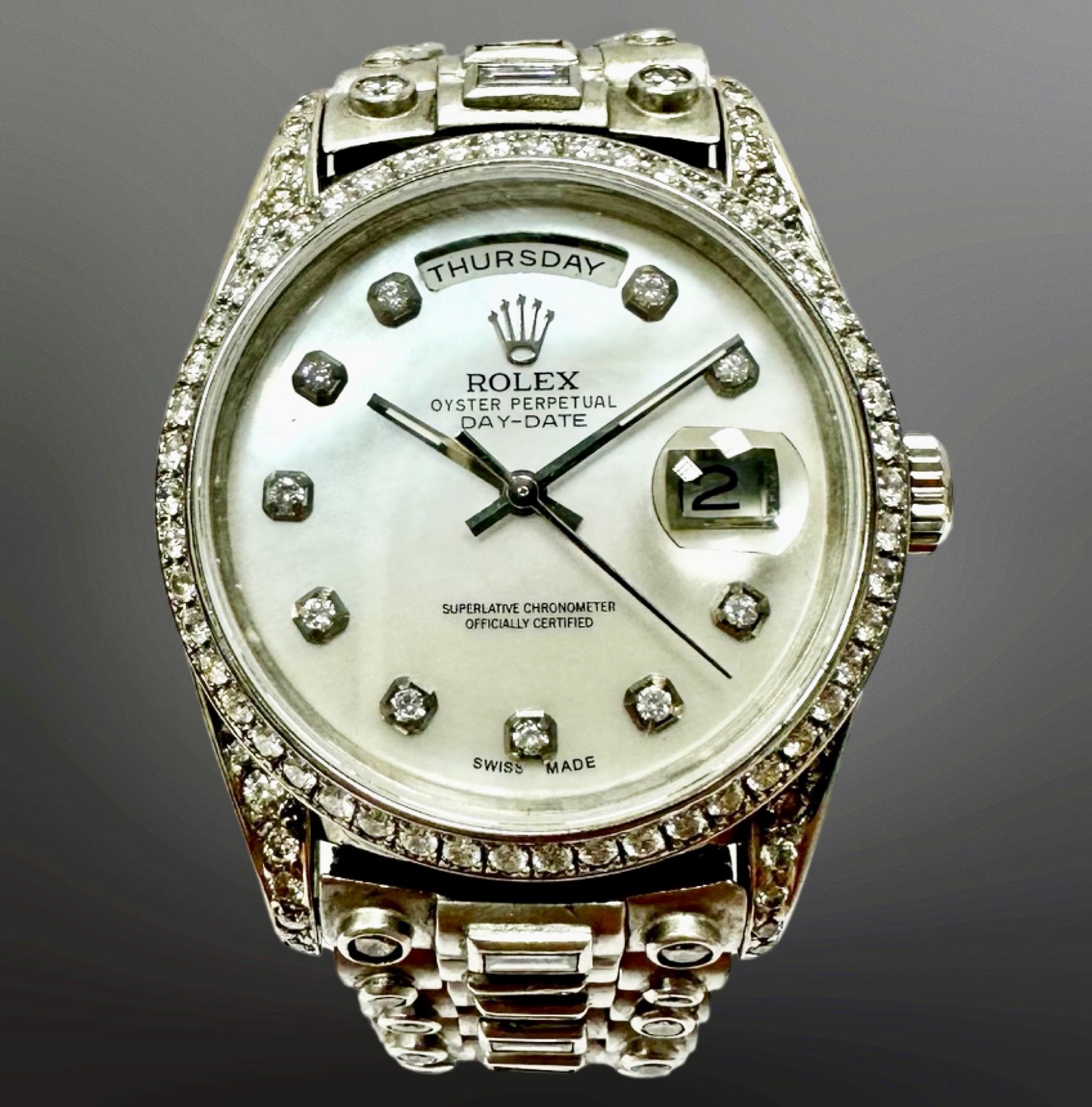 Rolex Rare Gent's 18ct white gold Octopus Oysterquartz Day-Date automatic calendar wristwatch, Ref. - Image 3 of 7