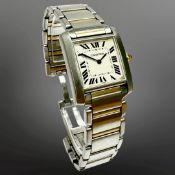 Cartier Tank Francaise 18ct gold and stainless steel quartz wristwatch,