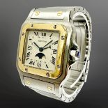 Cartier Santos Galbee Moonphase 18ct gold and stainless steel quartz wristwatch,