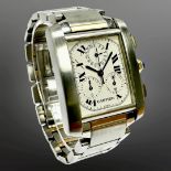 Cartier Tank Francaise 18ct gold and stainless steel quartz chronograph calendar wristwatch,