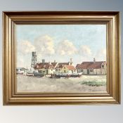 Continental School : Fishing boats before cottages, oil on canvas,