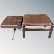 Two 20th century Scandinavian foot stools upholstered in leather.