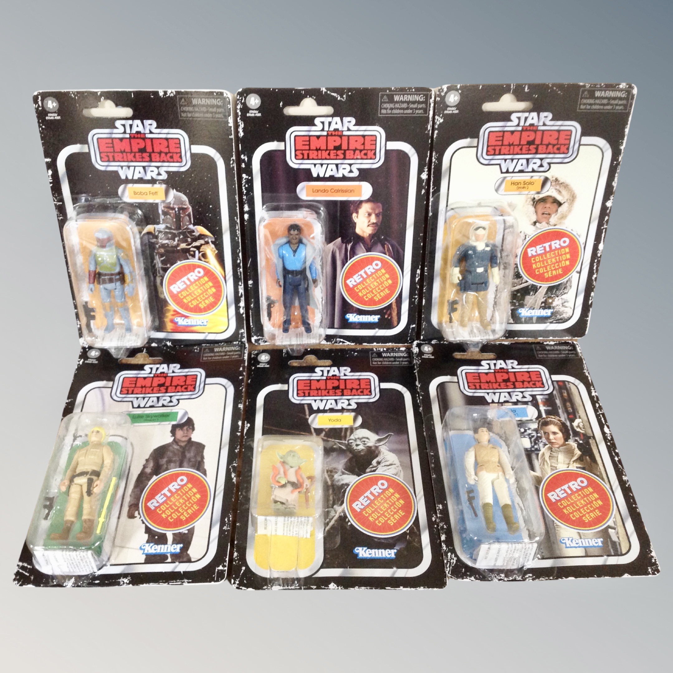 A set of six Kenner toys, Star Wars The Empire Strikes Back, wave 2 retro collection, Boba Fet,