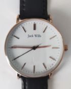 A Jack Wills watch JW018FLWH on black leather watch strap, new with film.