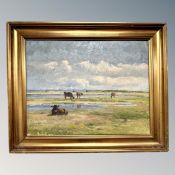 Continental School : Cattle in moorland, oil on canvas,