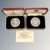 Two silver Isle of Man Crowns (2)