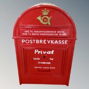 A Danish metal postbox with key.