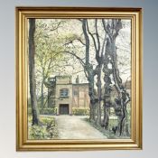 Continental School : A house with trees in foreground, oil on canvas,