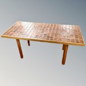 A Scandinavian tile topped coffee table.