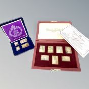 A collection of silver gilt stamps in two boxes.