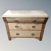 A 19th century pine three drawer chest,