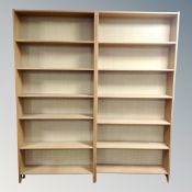 A pair of late 20th century open bookshelves,