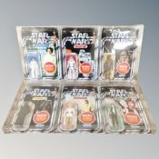 A set of six Kenner Toys Star Wars figures, wave one retro collection figures, Darth Vader,