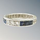 A sapphire and diamond full eternity ring, size L, 6.6g.