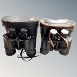 Two sets of cased field glasses by Regent and Hoya.