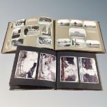 Two albums of antique monochrome and colour photographs of Japanese and Hong Kong interest,