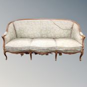 A French carved beech three seater salon settee,