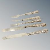 Five silver mounted Georgian/Victorian knives and forks