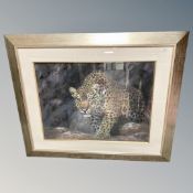 Joel Kirk : Leopard's den, pastel, 78 cm x 57 cm, signed, framed, with certificate of authenticity.