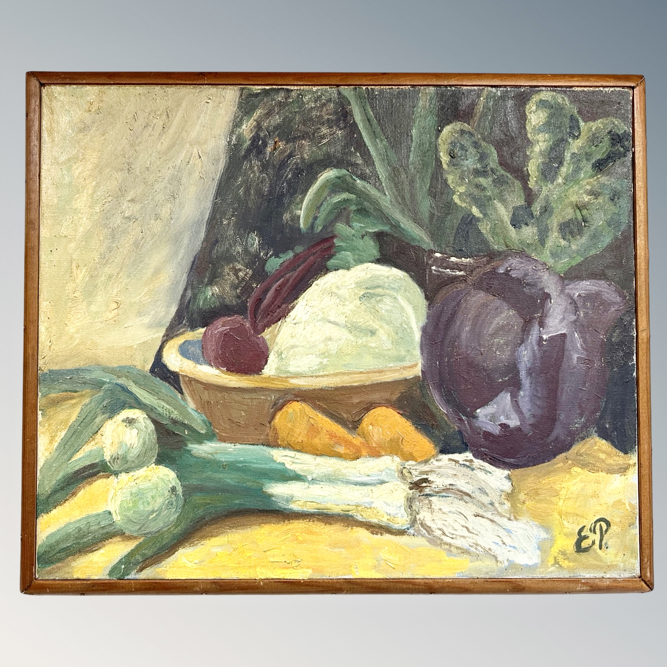 Continental School : Still life with vegetables, oil on canvas,