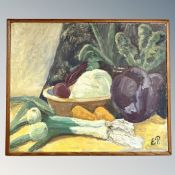 Continental School : Still life with vegetables, oil on canvas,