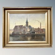 Continental School : Canal scene, oil on canvas,