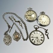 A silver fusee open face pocket watch, the movement signed C J Pettigreu, North Shields,
