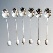 A set of six silver coffee spoons