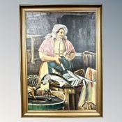 Continental School : Fisher woman, oil on canvas,