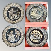 Four Denby Egyptian limited edition collector's plates, two boxed.