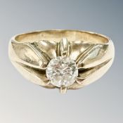 A gent's 9ct gold diamond solitaire ring, the brilliant-cut stone estimated to weigh 0.