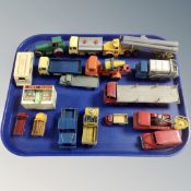 A tray of 20th century play-worn die cast vehicles including Dinky super toys, Corgi etc.