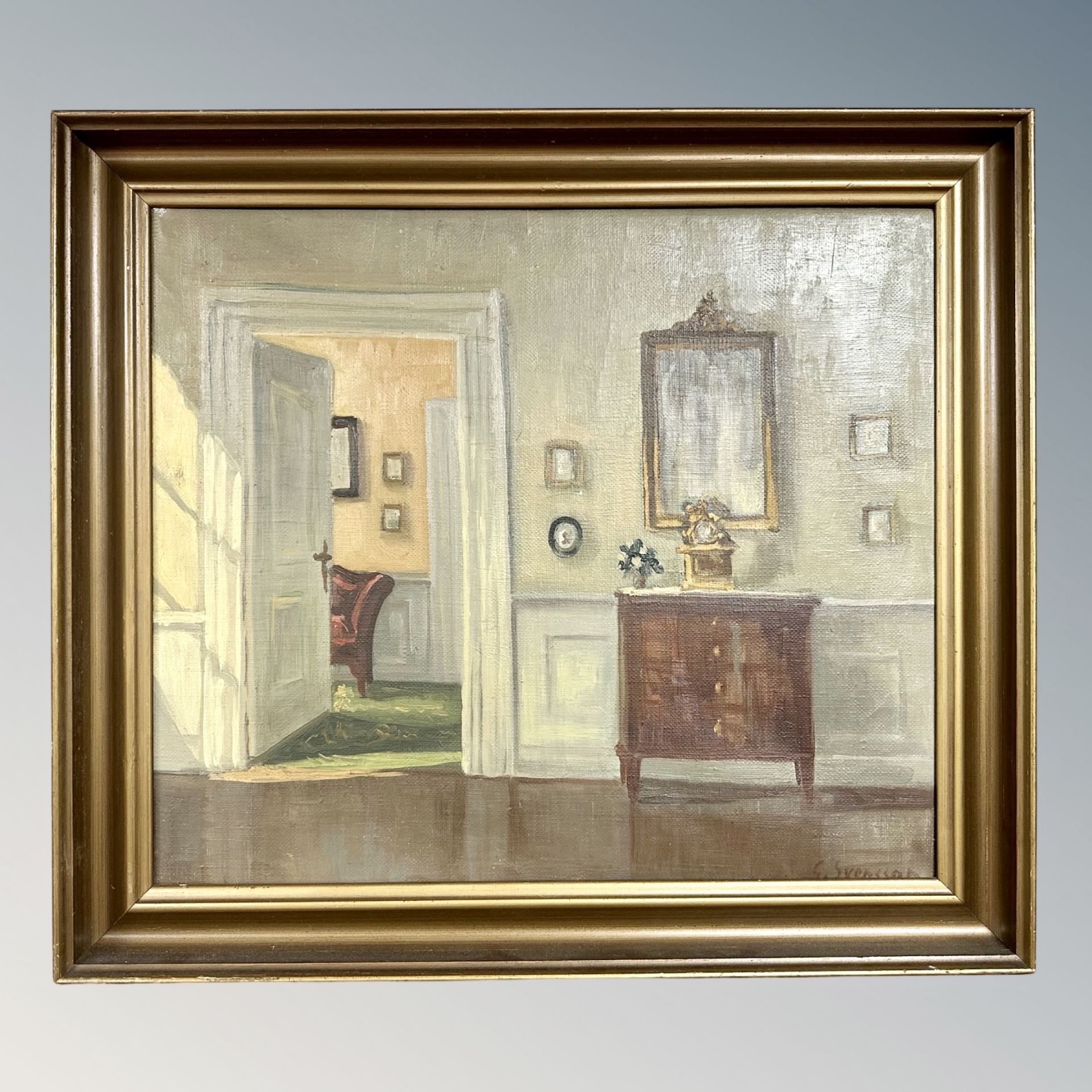 G Svenson : A salon interior, oil on canvas,