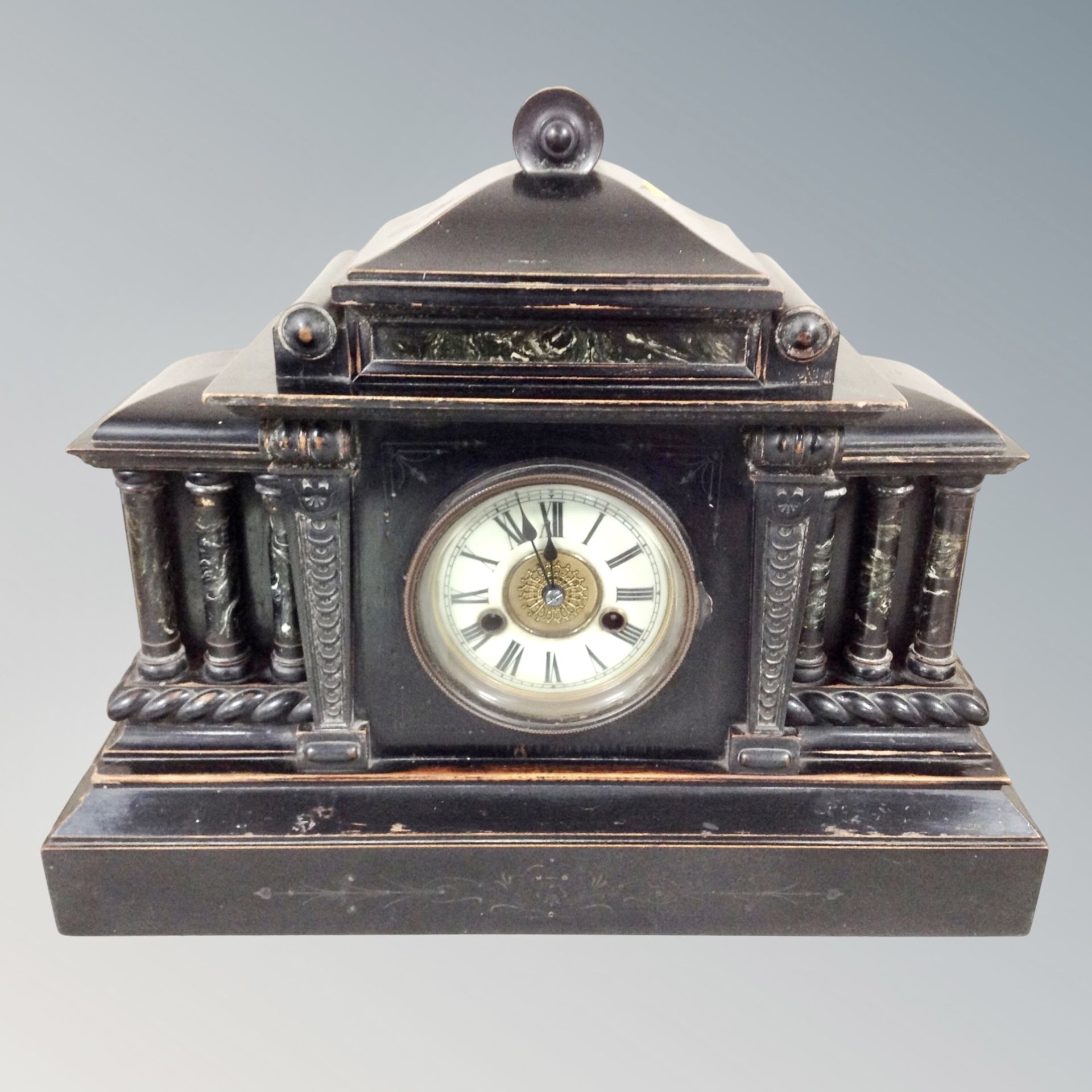 A 19th century ebonised mantel clock