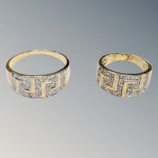 Two silver gilt rings