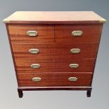A 20th century four drawer campaign style chest
