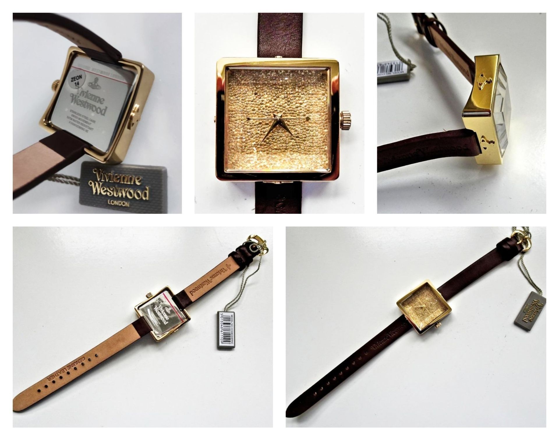 Vivienne Westwood "Cube" new quartz wristwatch (VV008GDBRNC) with tags.